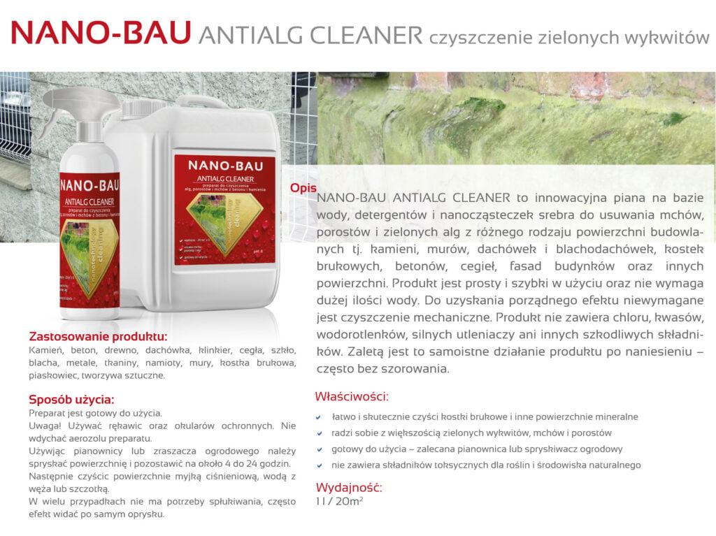 NANO BAU ANTIALG CLEANER preparat do usuwania zielonych wykwitów