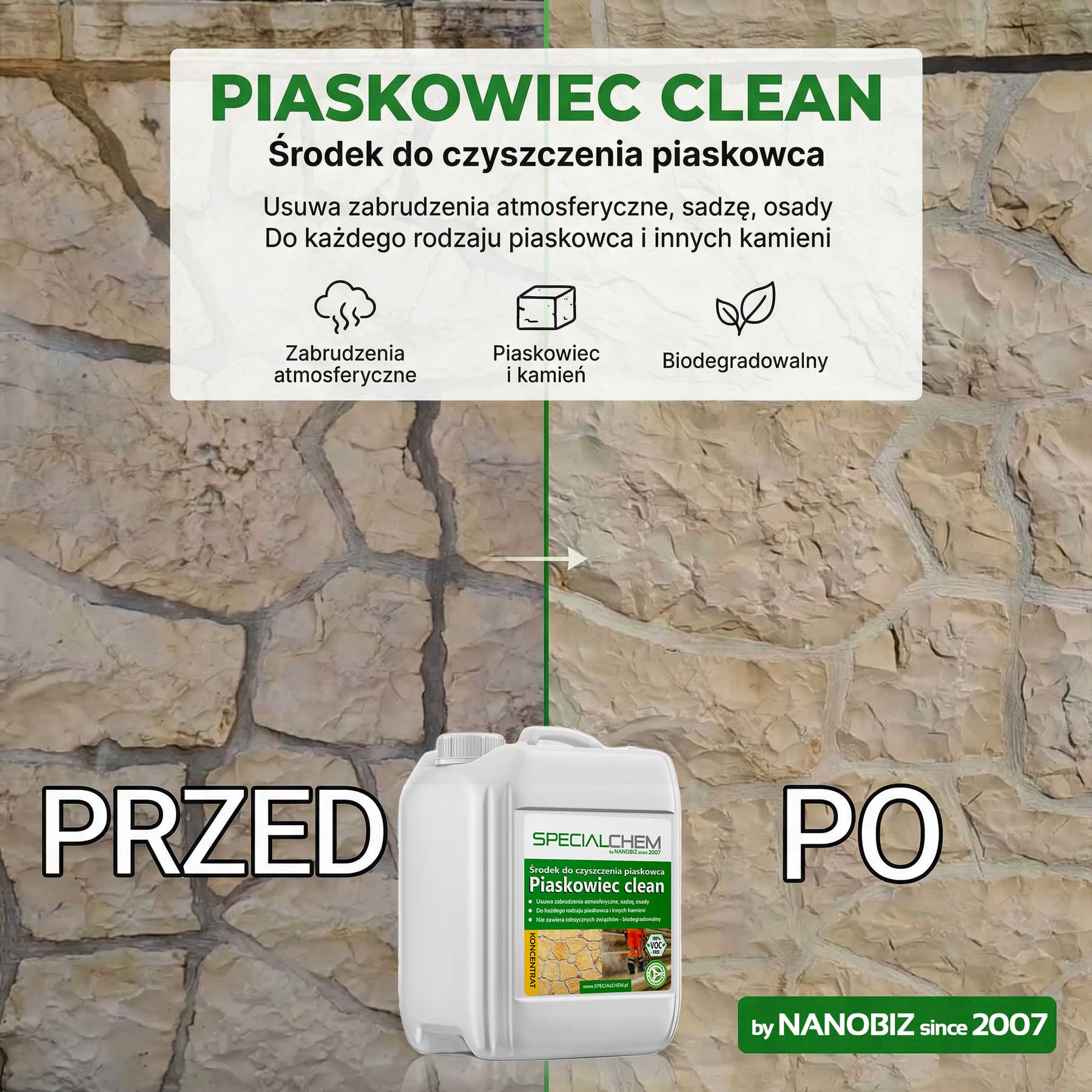 SPECIALCHEM PIASKOWIEC CLEAN do czyszczenia – piaskowiec, wapień, kamień polny