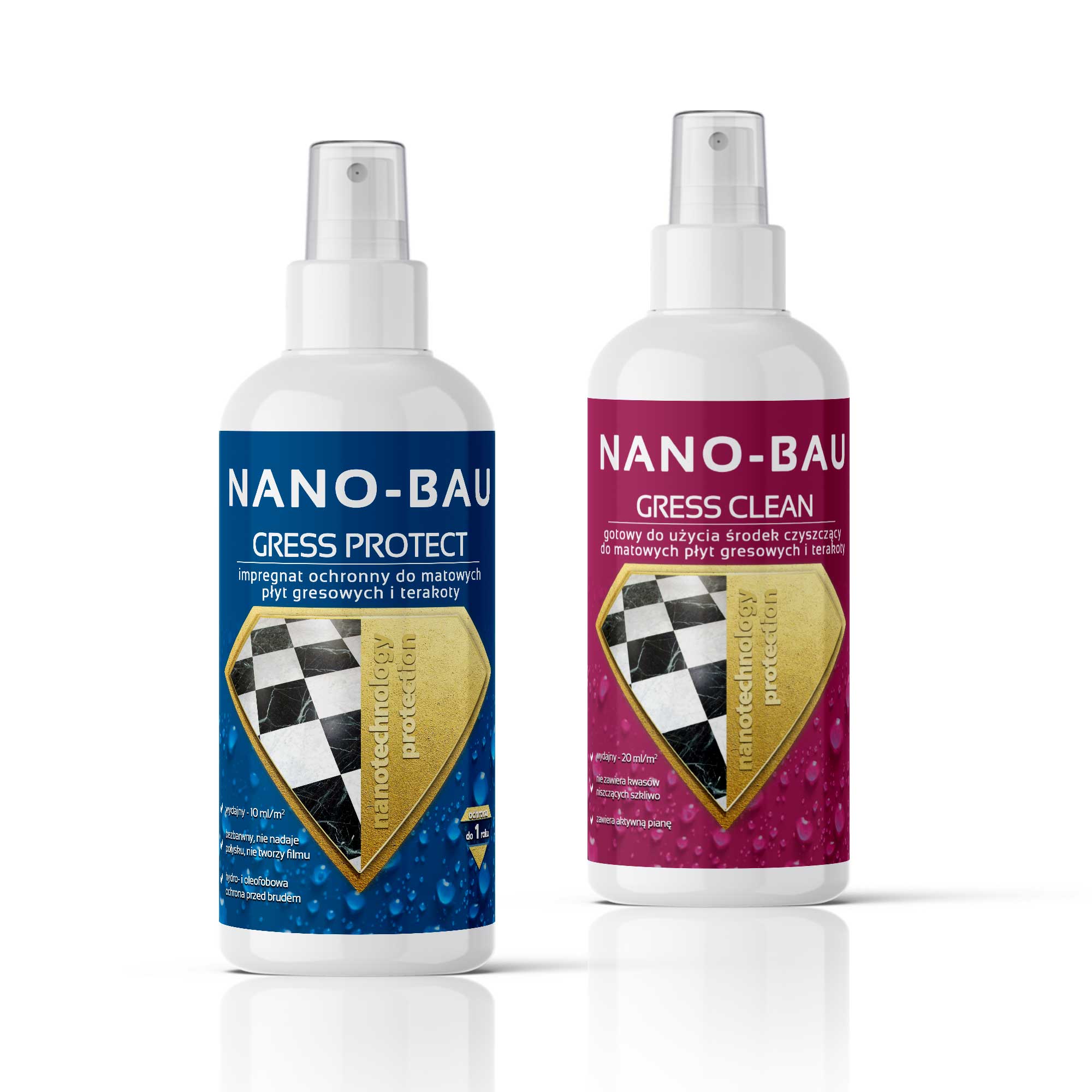 NANO-BAU GRESS PROTECT i GRESS CLEAN — dwa oddzielne składniki zestawu