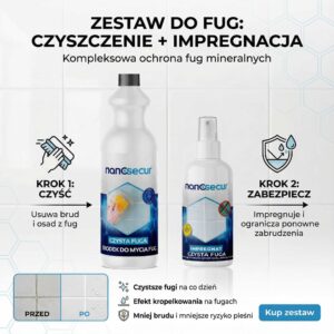Zestaw NanoSecur: Czysta Fuga 1 L + Impregnat do fug 100 ml – czyszczenie i ochrona fug w 2 krokach