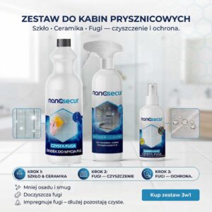 Zestaw NanoSecur 3w1 – czyszczenie fug i kabiny + impregnacja fug | 20% taniej
