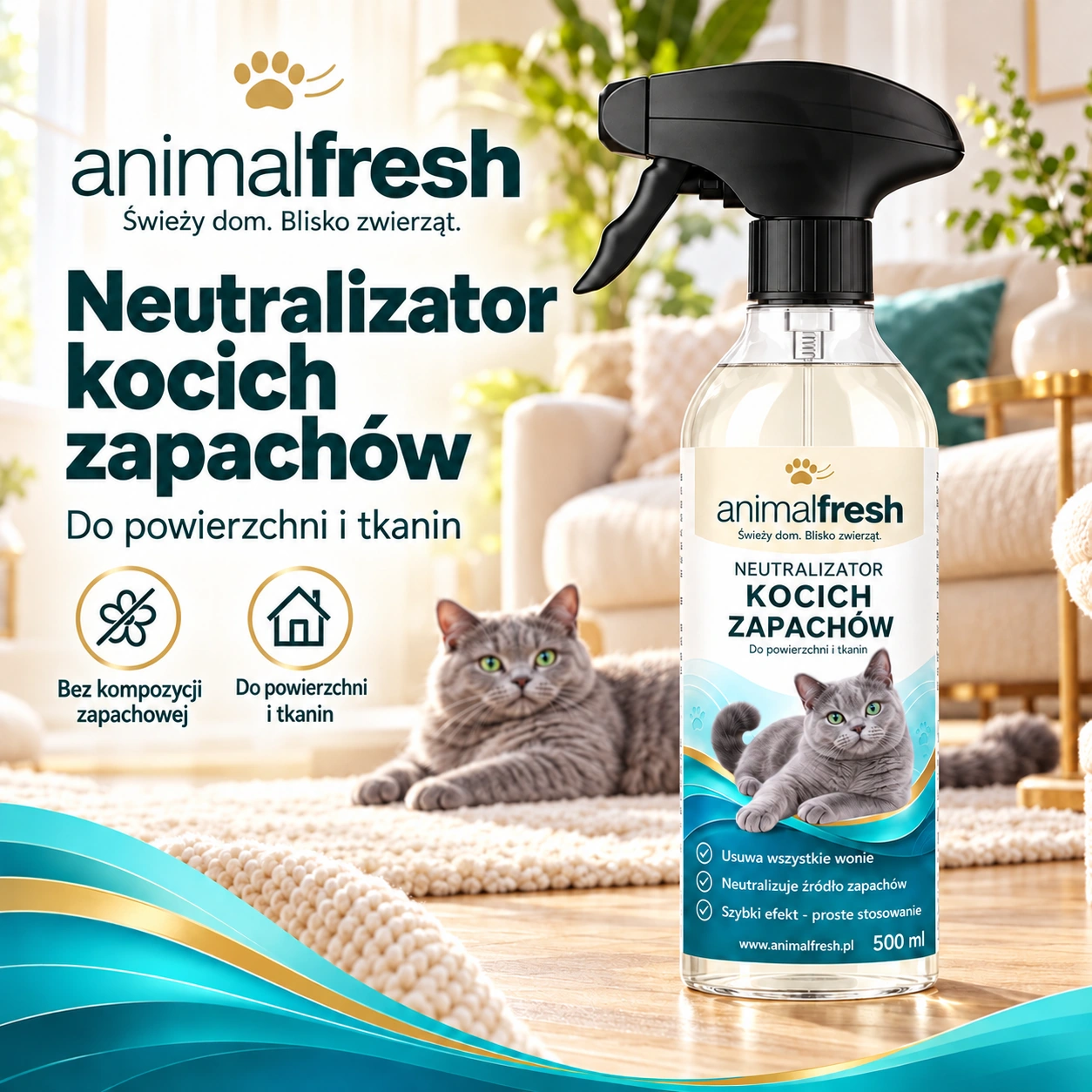ANIMAL FRESH – neutralizator kocich zapachów do powierzchni i tkanin