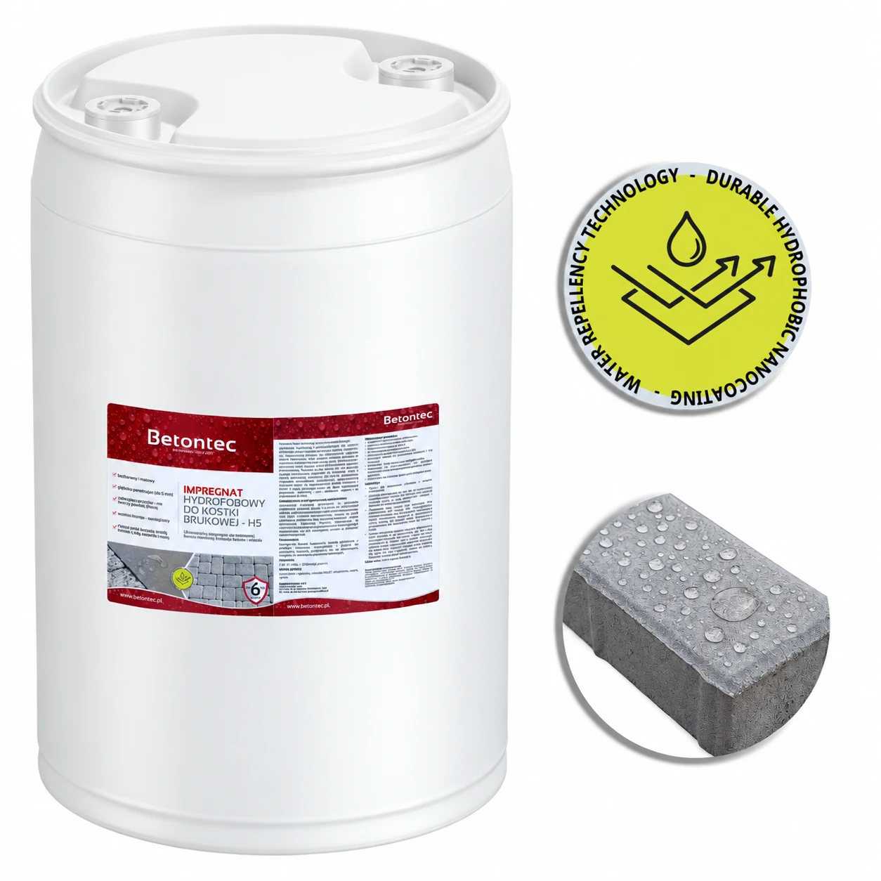Impregnat hydrofobowy do kostki brukowej BETONTEC H5 – beczka 200 l